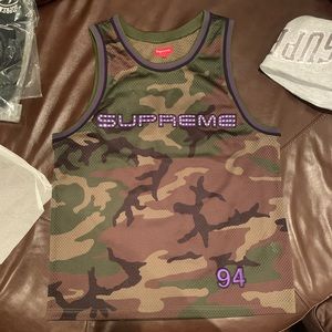 Supreme camo rhinestone stone jersey